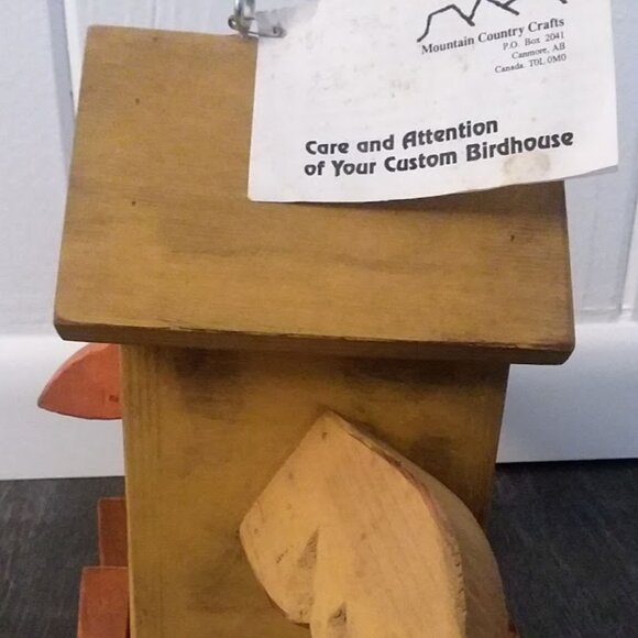 Beautiful Handmade Birdhouse with Wings Beak Eyes made in Alberta Canada - Picture 5 of 9